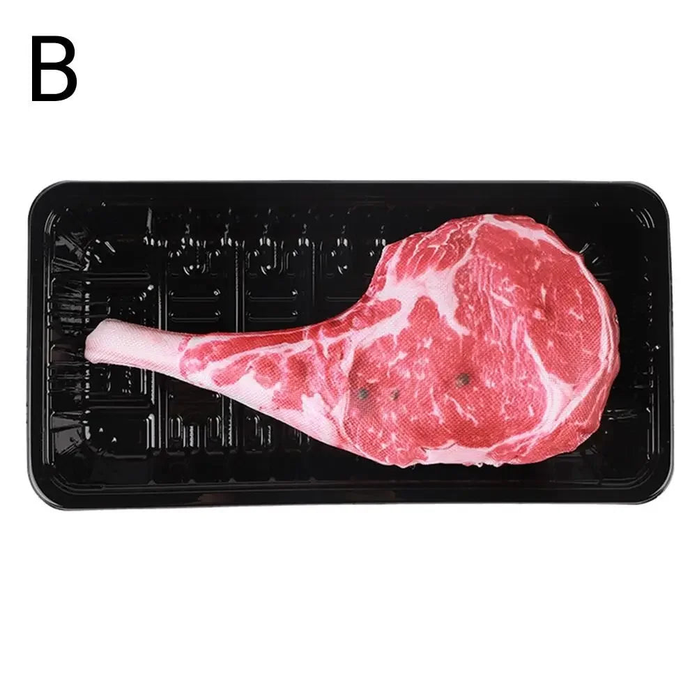 Squeaky Dog Chew Toy Steak Shape Bite Resistant Training Toy for Puppies