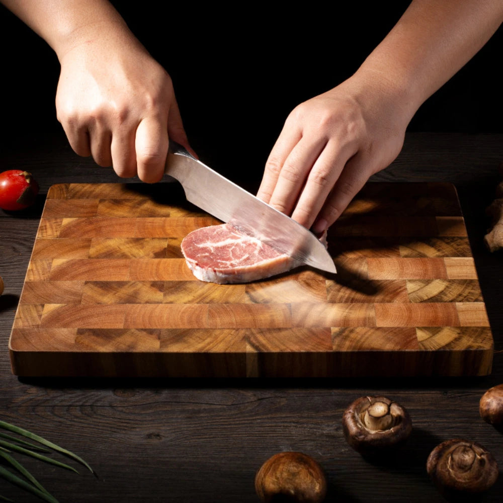 Acacia Wood Cutting Board Double Sided Chopping Board Drain Water Design