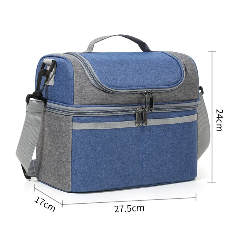Corduroy Thermal Insulated Lunch Bag Multifunctional Storage Handbag Picnic Cooler Bag