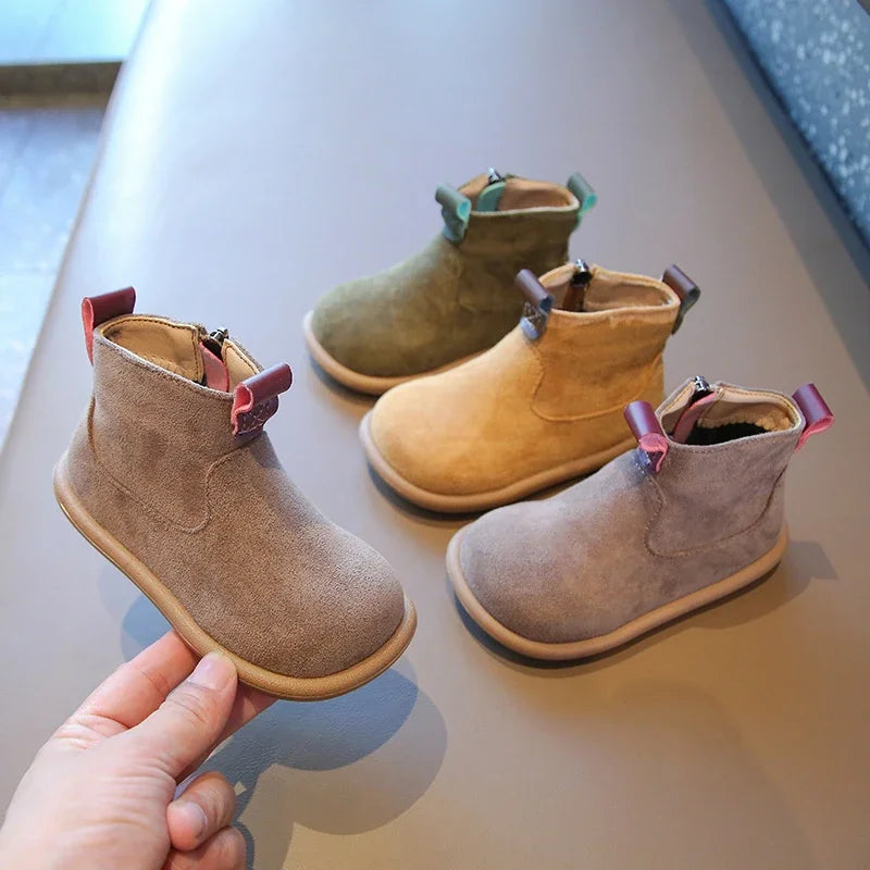 Kids Suede Ankle Boots Warm Anti Slip Casual Shoes for Boys & Girls