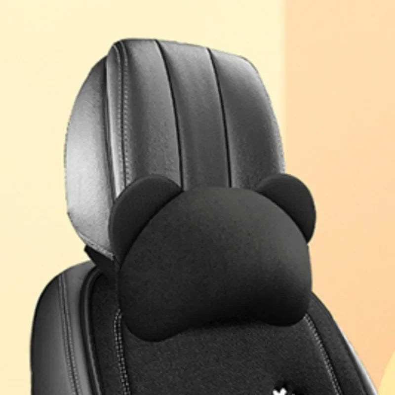 Cute Bear Car Seat Cushion Breathable Anti Slip Linen Seat Cover Universal