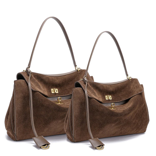 Women Suede Leather Tote Bag Large Capacity Shoulder Handbag
