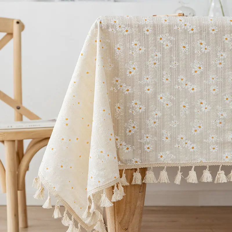 Daisy Cotton Floral Rectangle Tablecloth Kitchen Dining Table Cove