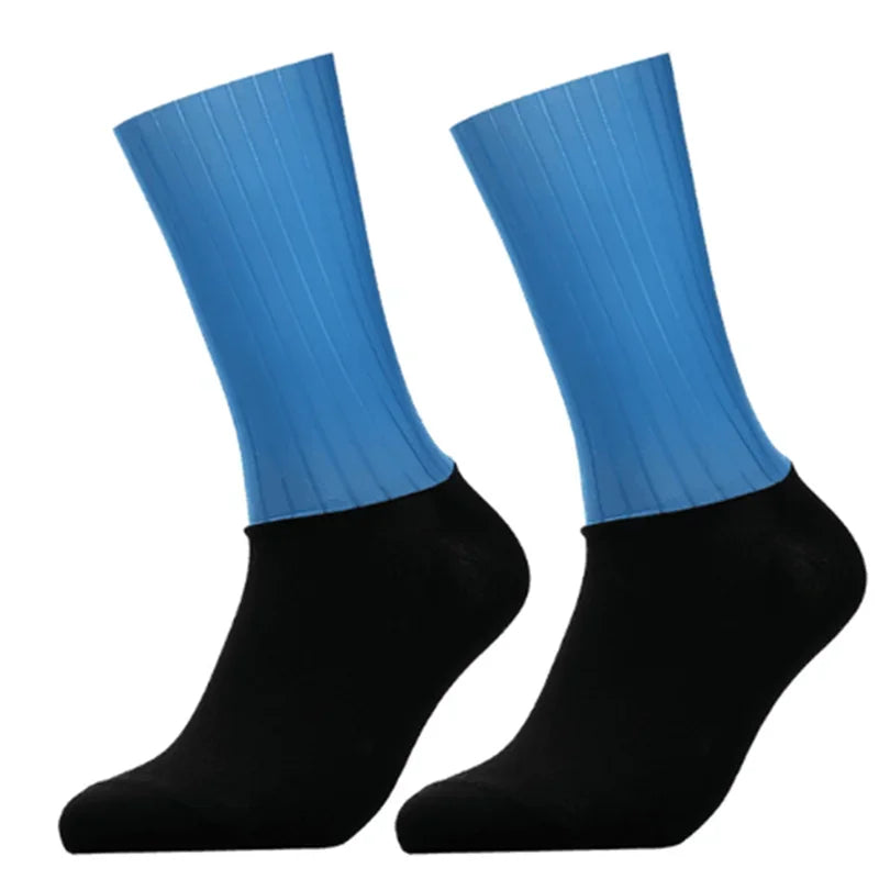 Anti Slip Silicone Aero Cycling Socks Men Breathable Running Bike Sports Socks
