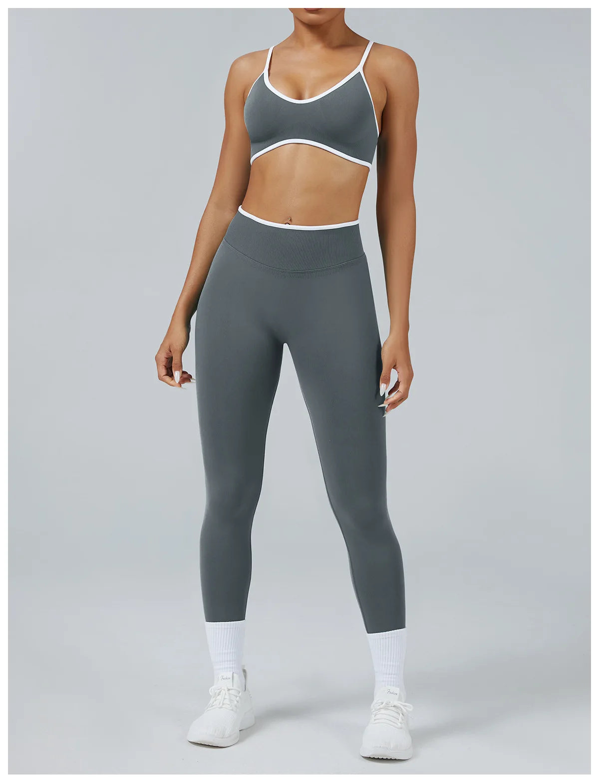 Color Block Yoga Set Women Sports Bra High Waist Shorts Gym Fitness Activewear