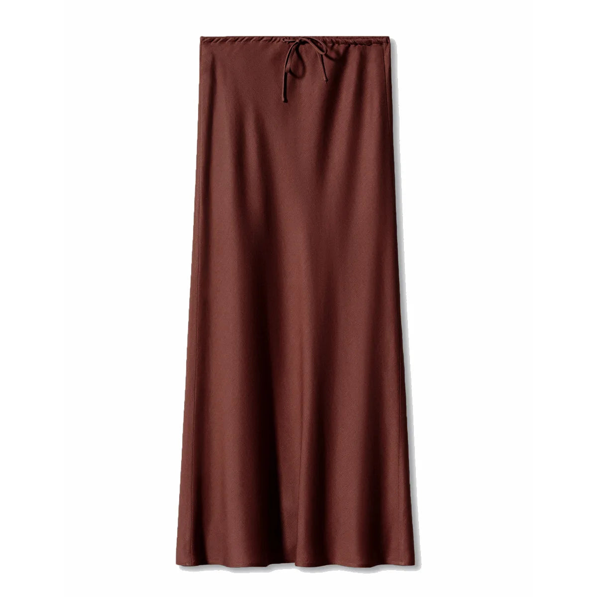 Women Satin High Waist Lace Up Maxi Skirt Elegant Solid Color Long Skirt