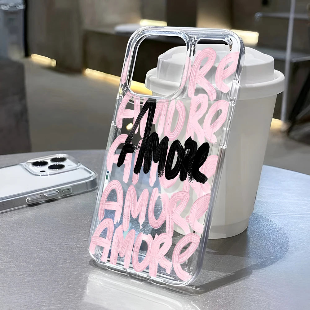 Amore Love Pink Letter Silicone iPhone Case