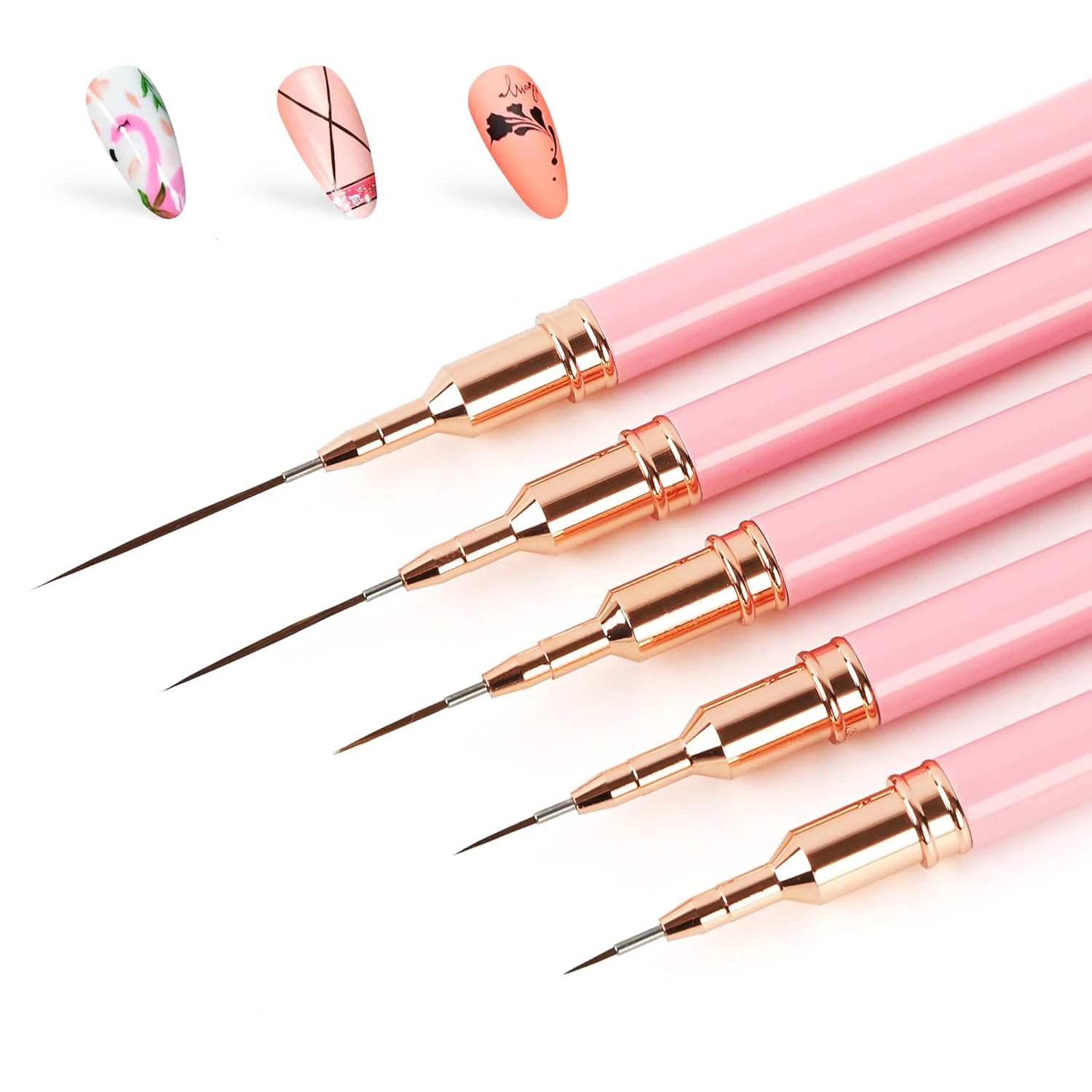 5pcs Nail Art Liner Brush Set – Ultra Fine Detail Brushes for UV Gel & Nail Design