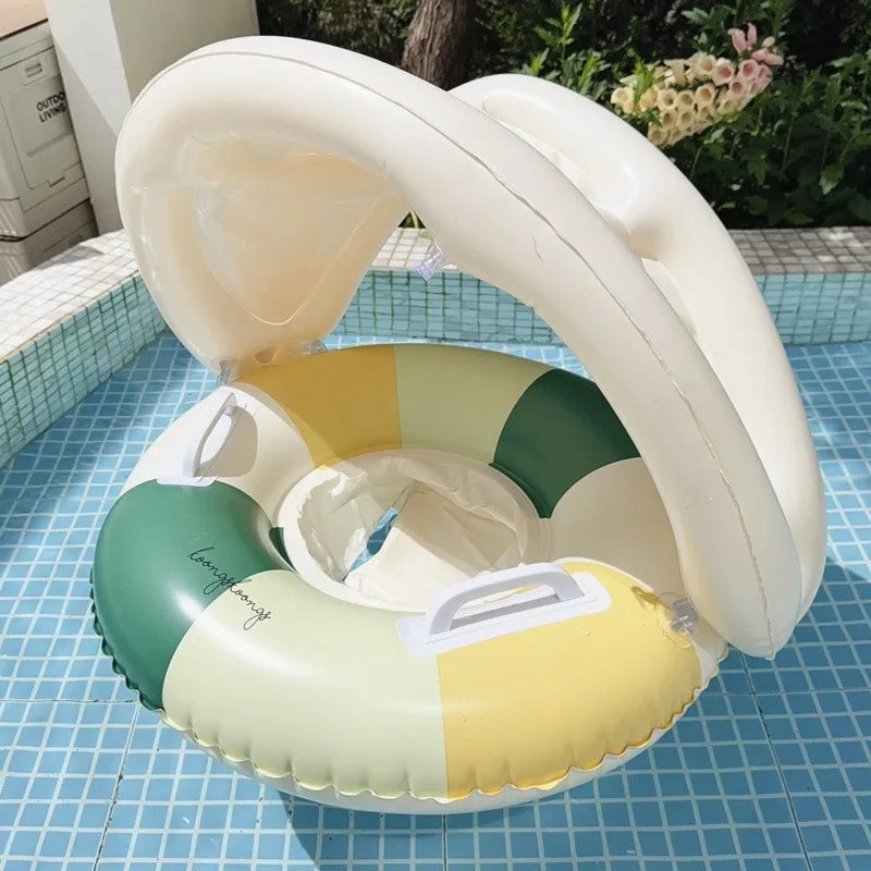 Baby Pool Float Ring with Sunshade Inflatable Swimming Float for 3–36 Months