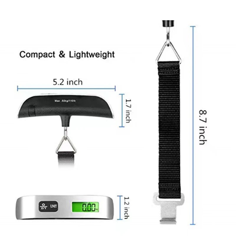 Portable Digital Luggage Scale – LCD Hanging Baggage Weight Scale 50kg/110lb