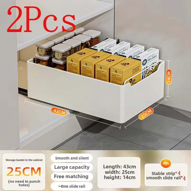 Pull Out Kitchen Storage Rack Sliding Drawer Spice Organizer Shelf Cabinet Tray