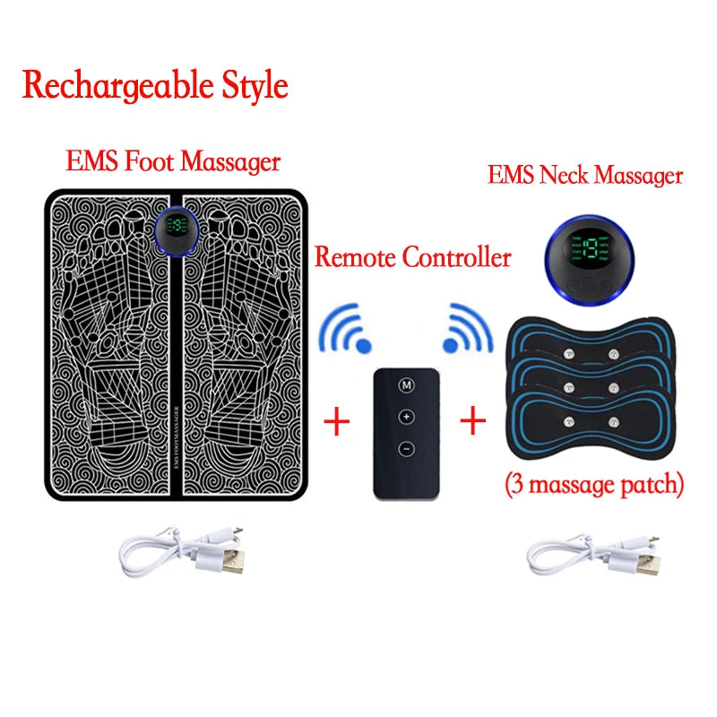 Electric Foot Massager Pad EMS Muscle Stimulator Foot Massage Mat Pain Relief Relaxation Portable Foot Therapy Device