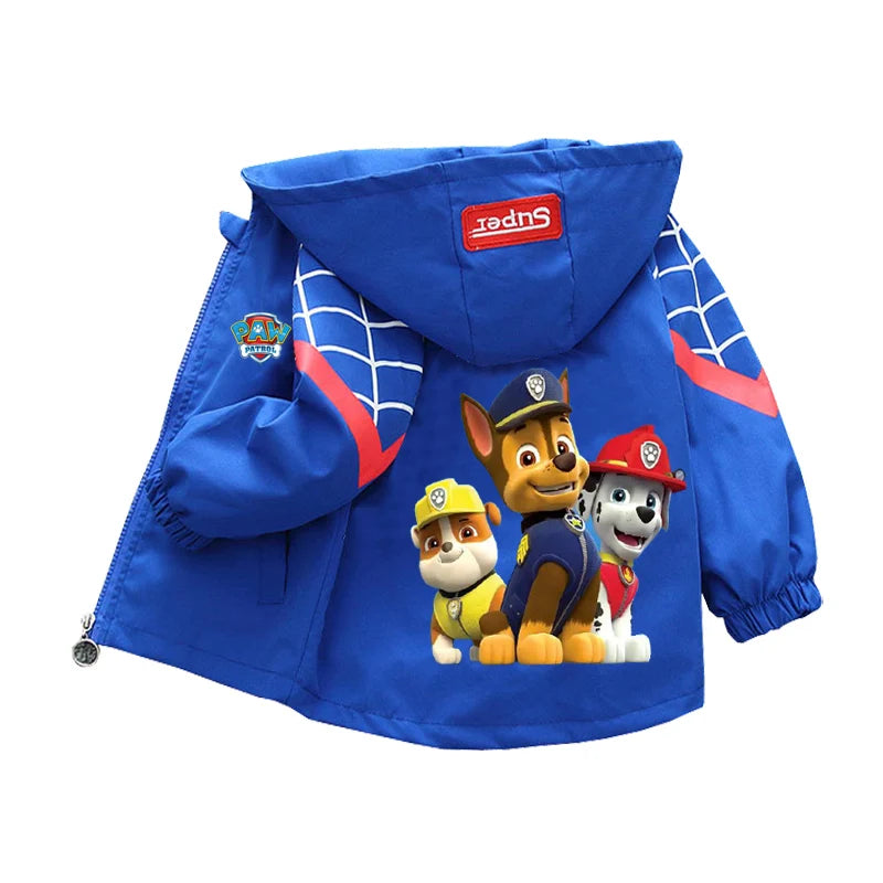 Kids Cartoon Rescue Pup Hooded Jacket Spring Autumn Sports Coat 1 to 10 Years