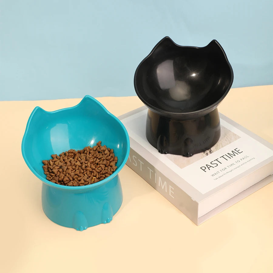 Elevated Cat Bowl Anti Tip Tilted Pet Feeding Dish