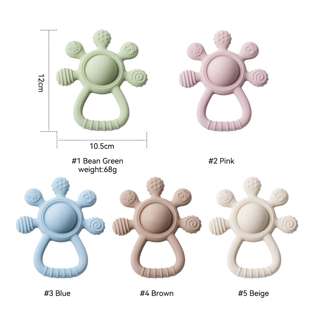 BPA Free Silicone Baby Teether Rattle Toy 0 12 Months