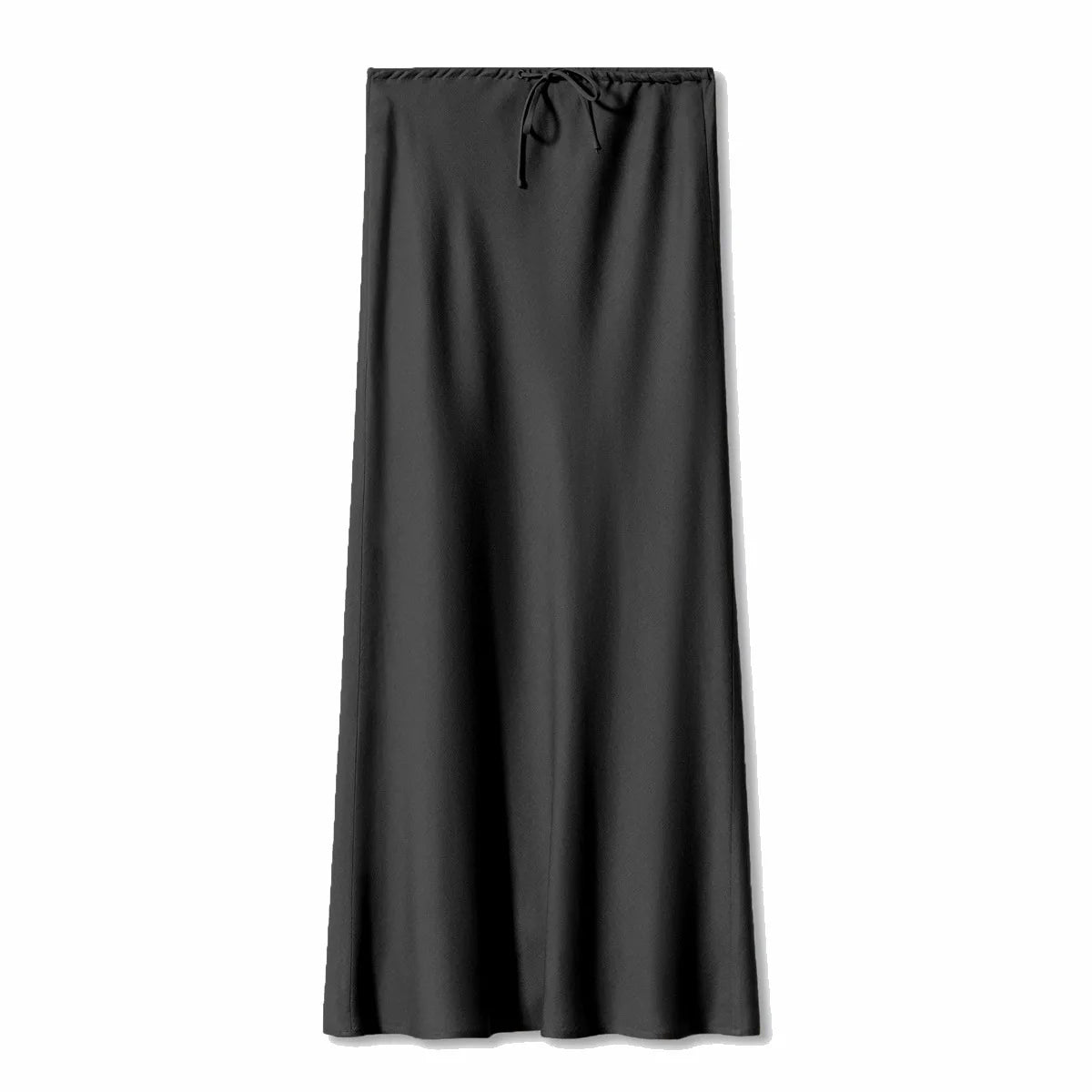 Women Satin High Waist Lace Up Maxi Skirt Elegant Solid Color Long Skirt