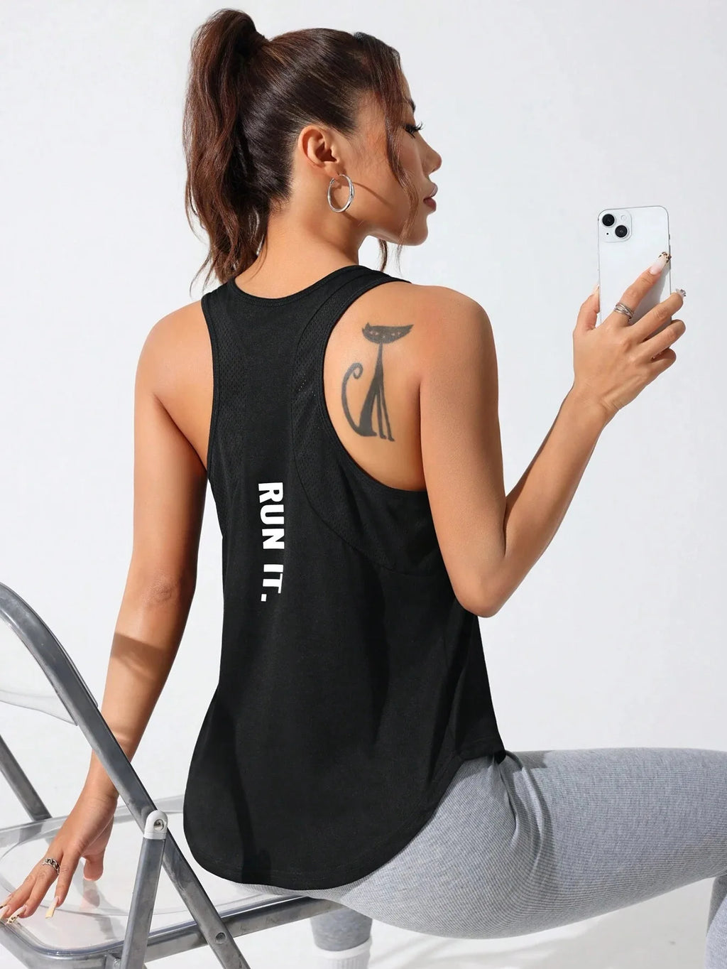 Women Quick Dry Gym Tank Top Breathable Mesh Workout Yoga Vest Sleeveless Fitness Shirt