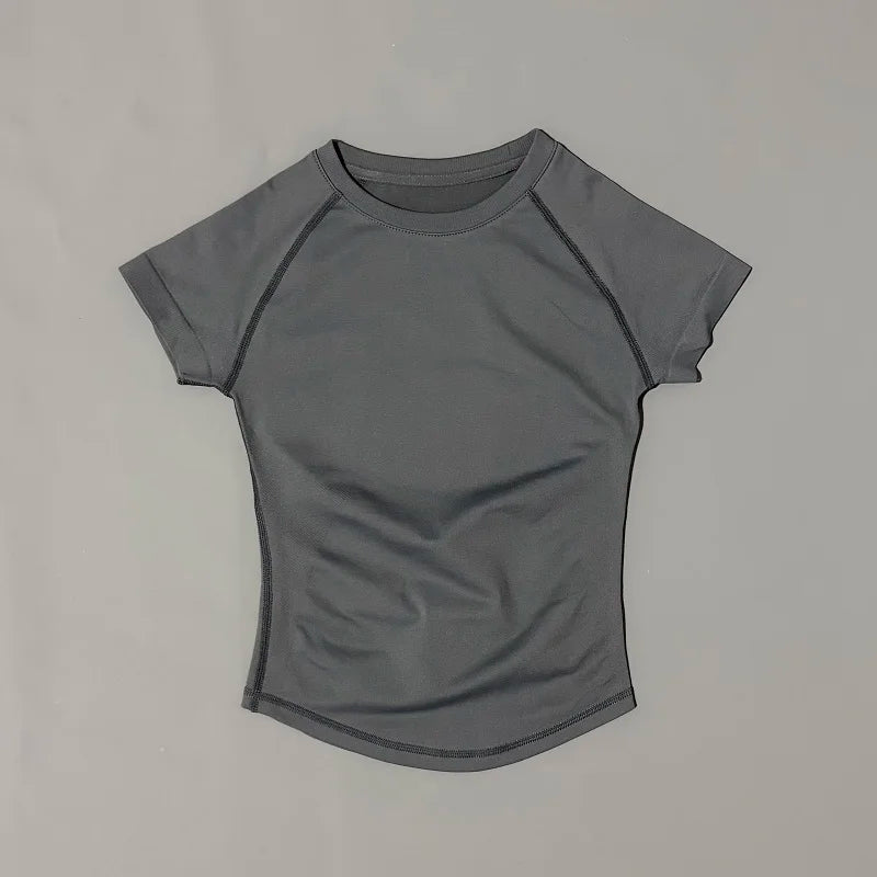 Women Seamless Gym T-Shirt Quick Dry Workout Top Fitness Yoga Sports Tee