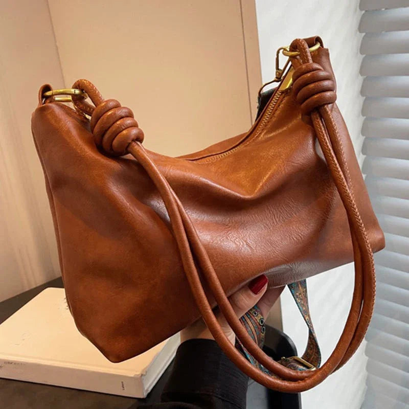 Women Soft Leather Shoulder Bag Geometric Crossbody High End Fashion Handbag