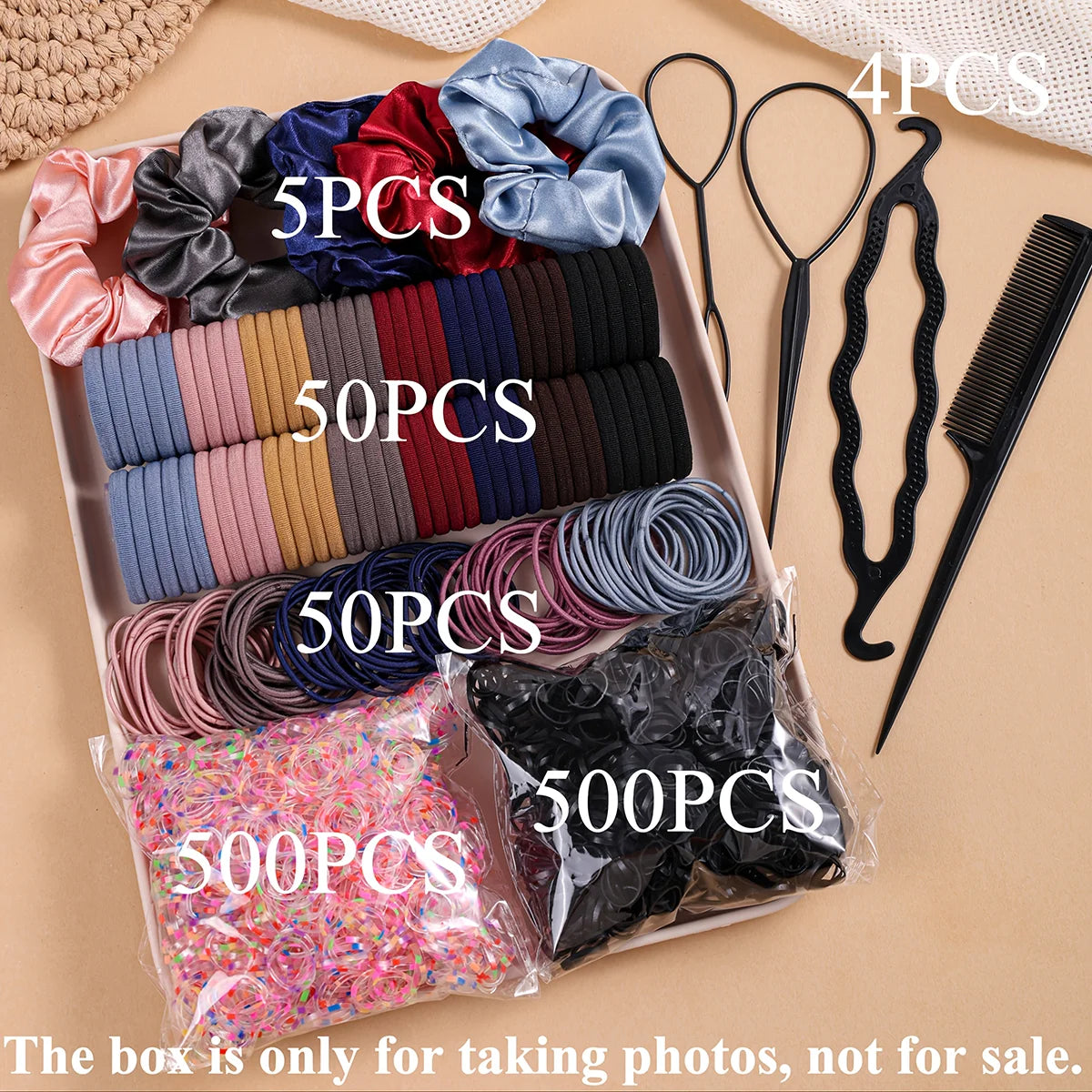 Hair Accessories Set Scrunchies Elastic Bands Ponytail Kit Women Fashion Bundle
