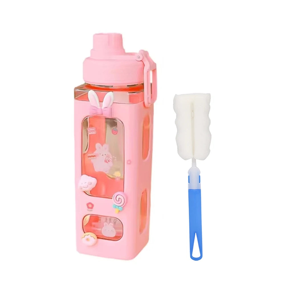 Shaker Water Bottle with Straw Cute BPA Free Drink Cup 700ml 900ml