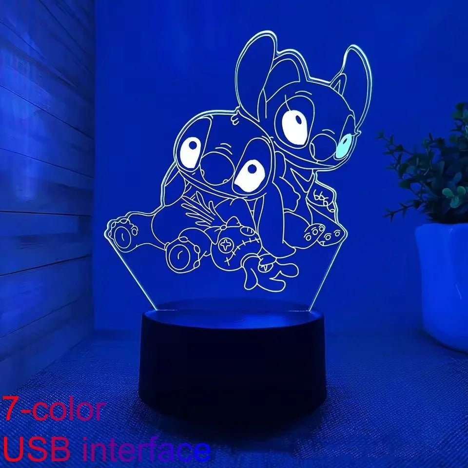 Stitch 3D Illusion USB Night Light Smart Touch Room Decor Lamp Kids Gift