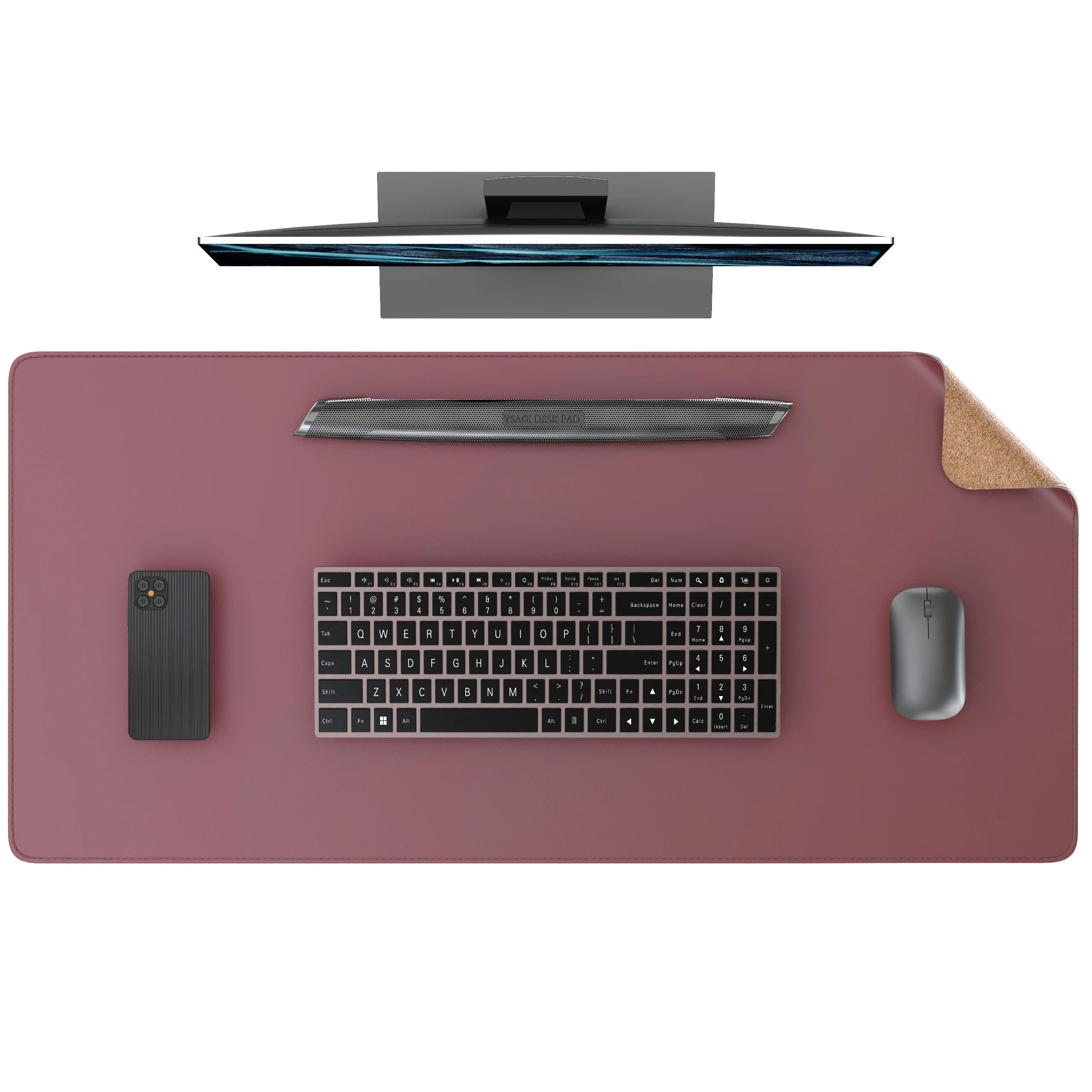 Dual Sided Leather Cork Desk Mat Large Mouse Pad for Office Home