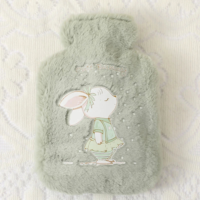 Cartoon Plush Rabbit Bear Hot Water Bottle Velvet Hand Warmer Cute Portable Water Bag