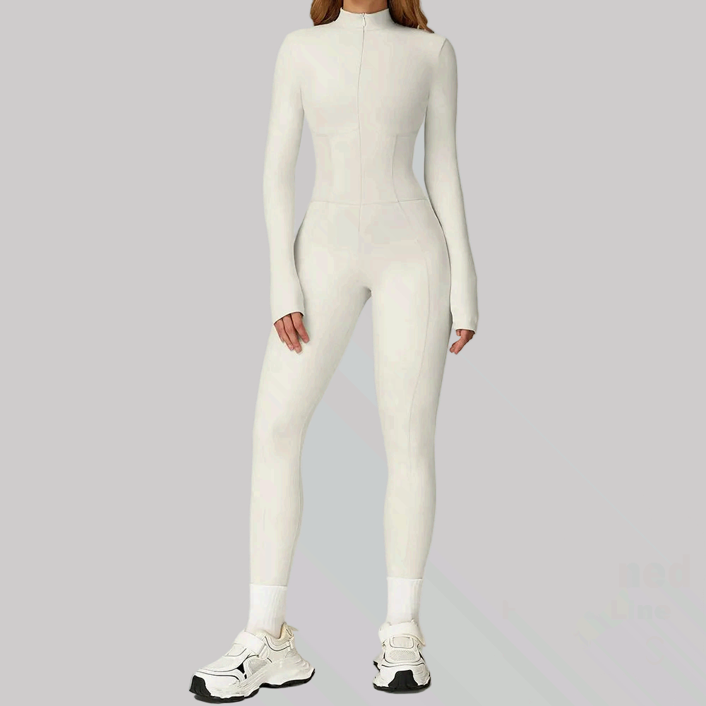 Women Winter Sports Jumpsuit Fleece Warm Fitness Bodysuit Long Sleeve Gym Outfit