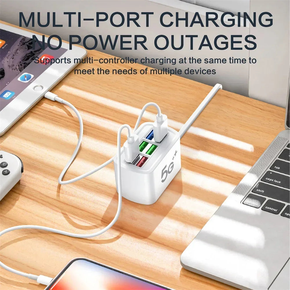 6 in 1 USB Charging Station Fast Charger Power Strip for iPhone 16 Home Desktop