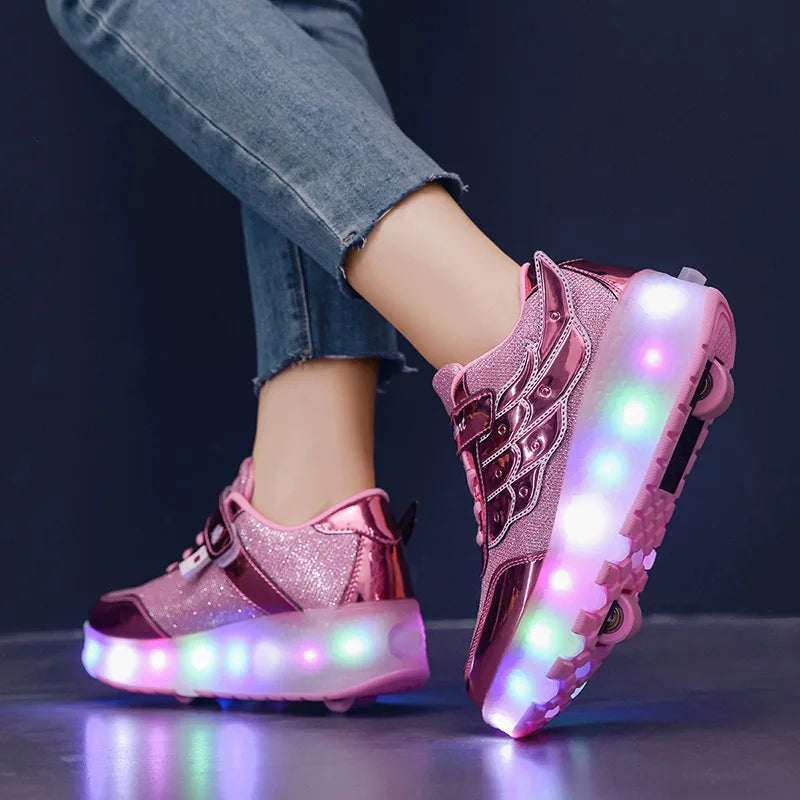 Unisex Retractable Roller Skate Sneakers Dual Use Outdoor Skating Shoes
