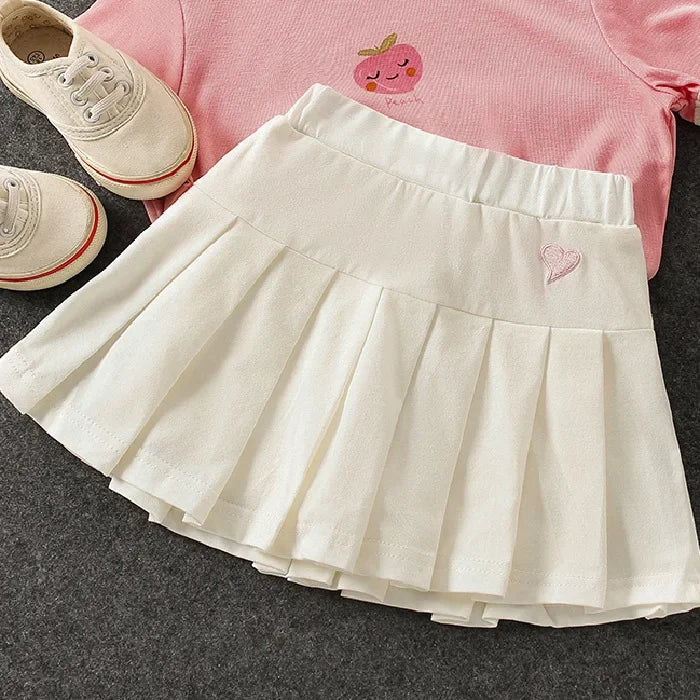 Girls Pleated Culotte Skirt with Safety Shorts