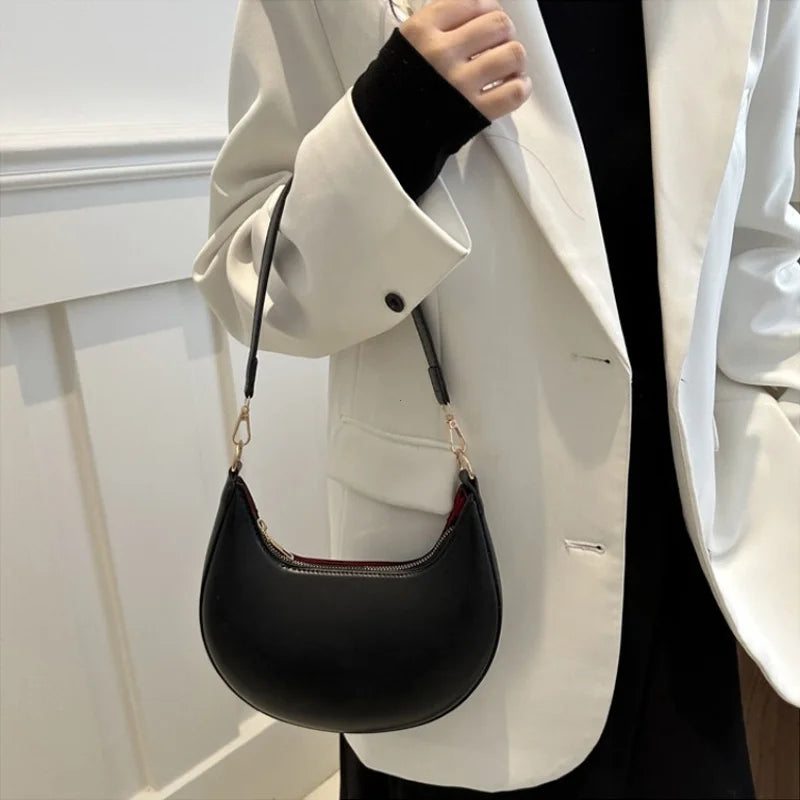 Women Moon Shoulder Bag Luxury Crescent Handbag Fashion Underarm Purse