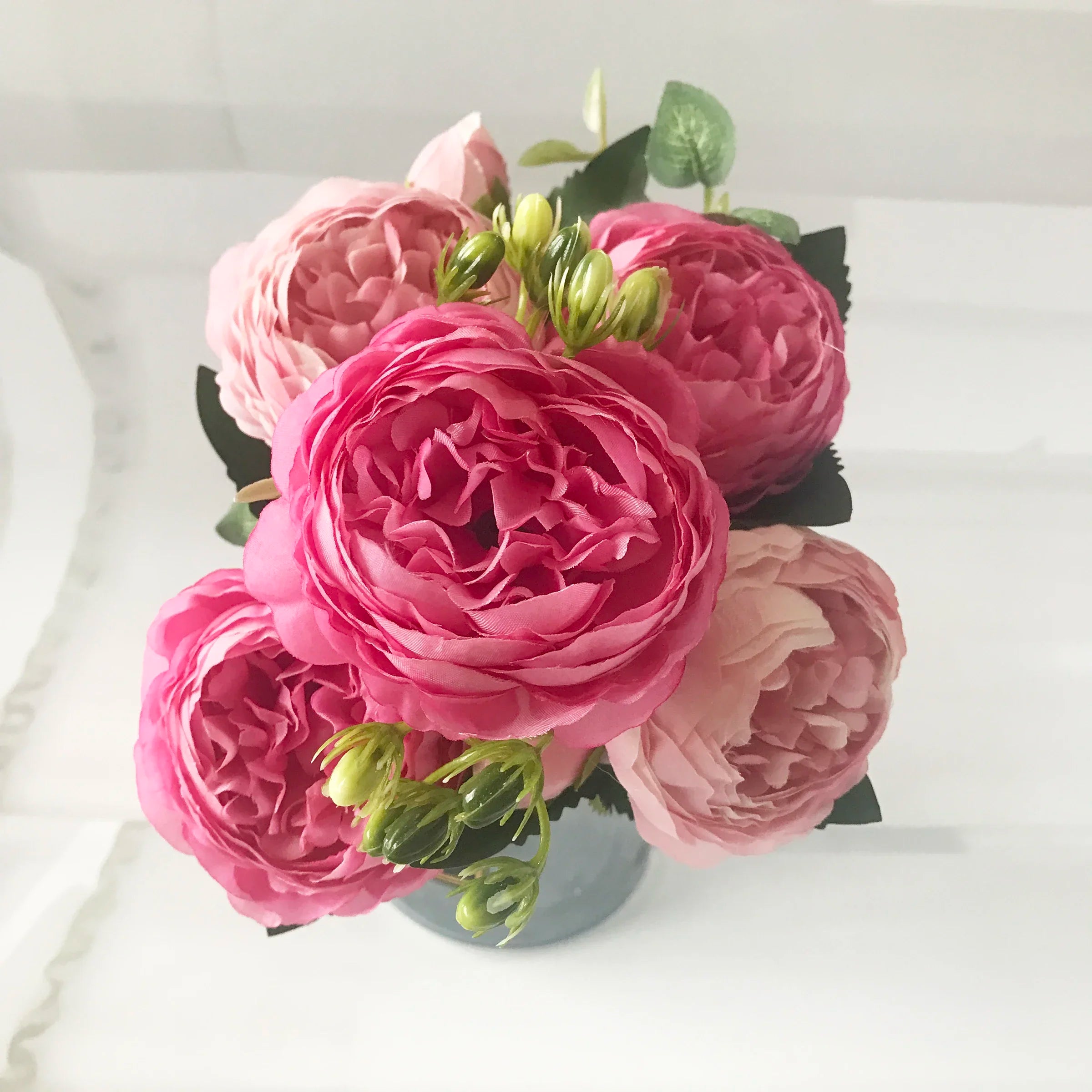 30cm Pink Peony Artificial Flower Bouquet Silk Fake Flowers Home Wedding Decor