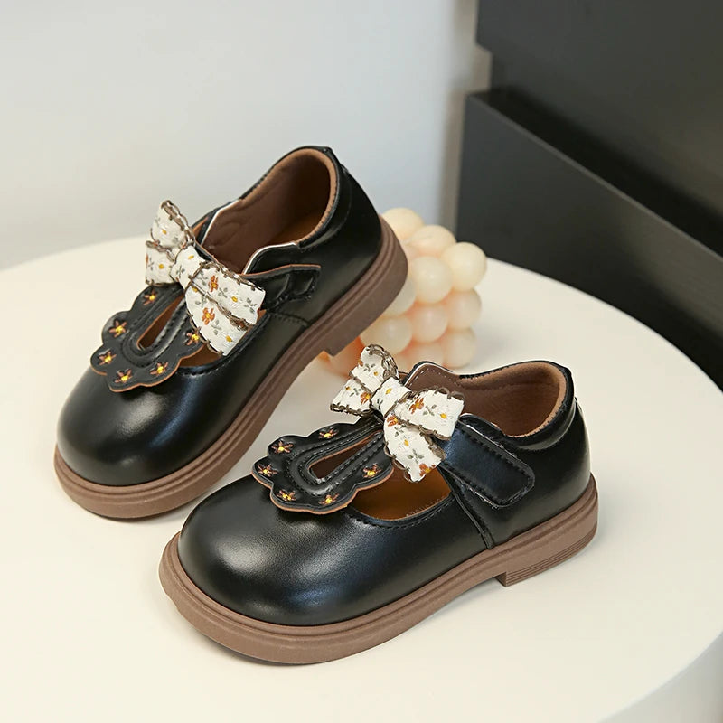 Girls Bow T Strap Oxford Shoes Soft Princess Dress Shoes for Kids
