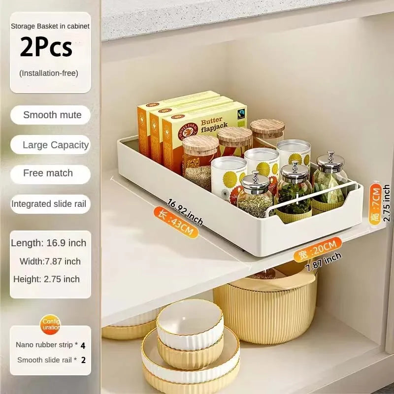 Pull Out Kitchen Storage Rack Sliding Drawer Spice Organizer Shelf Cabinet Tray