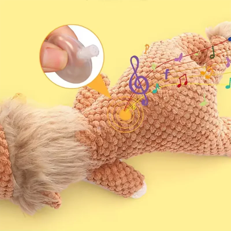 Bite Resistant Squeaky Plush Dog Toy Cartoon Lion Wolf Elephant Pet Toy