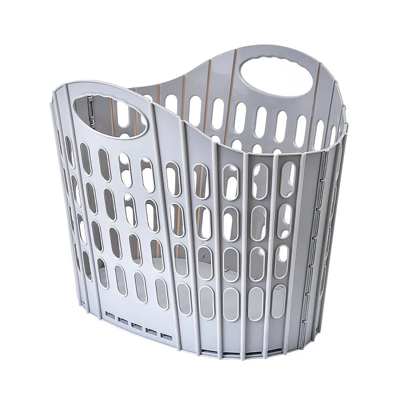 Foldable Laundry Basket Plastic Rectangular with Handle Breathable Lightweight Storage