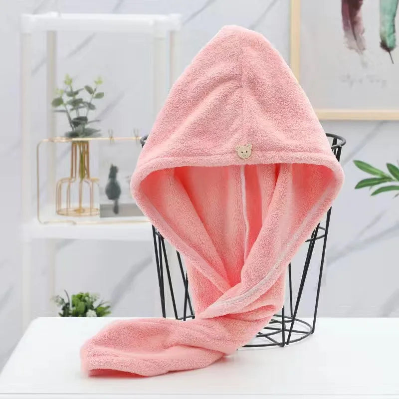 Women Microfiber Hair Towel Turban Quick Dry Bath Cap Shower Hair Wrap Soft Drying Hat