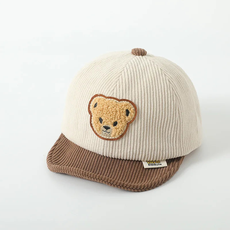 Corduroy Baby Bear Ear Hat Adjustable Toddler Baseball Cap