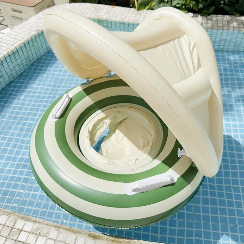 Baby Pool Float Ring with Sunshade Inflatable Swimming Float for 3–36 Months