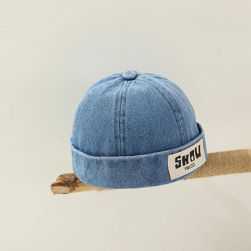Washed Denim Baby Brimless Hat Adjustable Kids Docker Cap