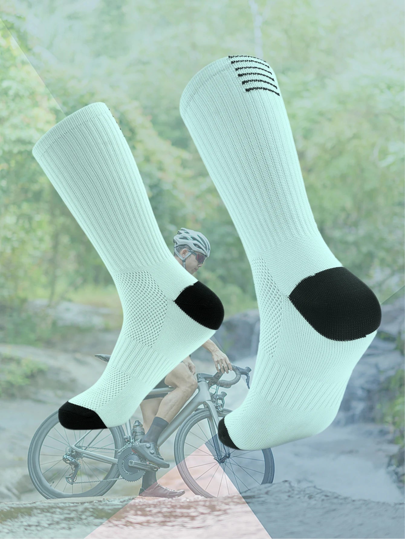 Compression Cycling Crew Socks Breathable Sports Running Hiking Bike Socks 1 Pair