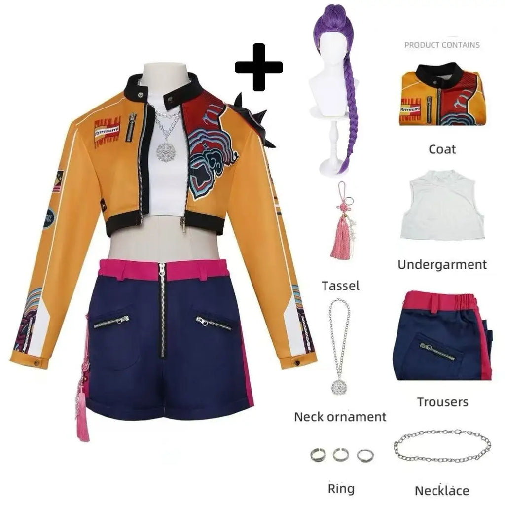 Kpop Cosplay Costume Set with Wig – Women Girls Halloween Party Outfit