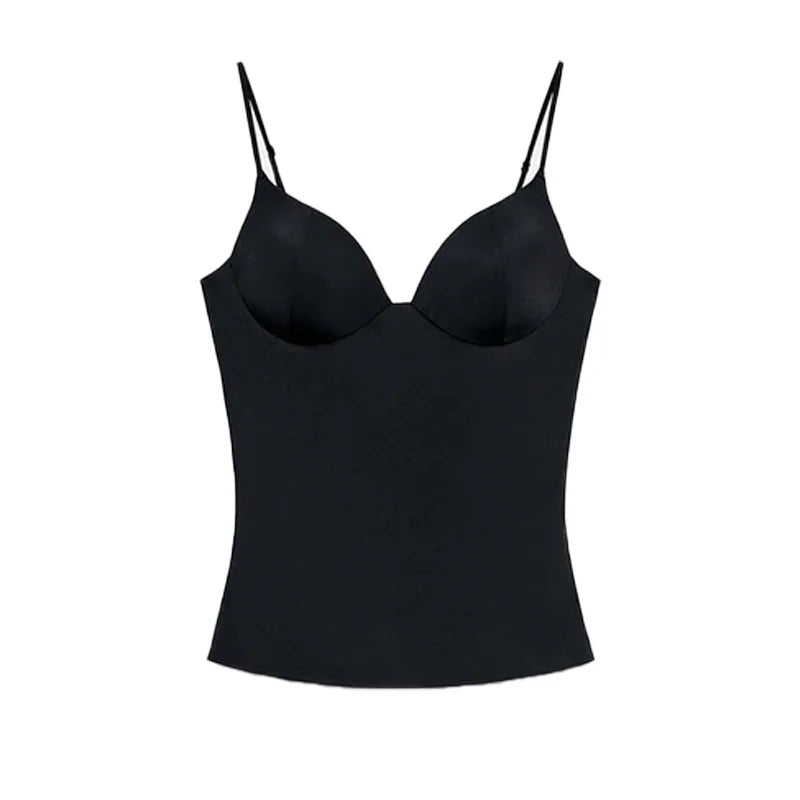 Women V Neck Zip Bodysuit Sleeveless Slim Fit Tank Top