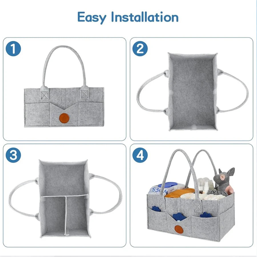 Felt Diaper Caddy Organizer for Baby Toys Diapers