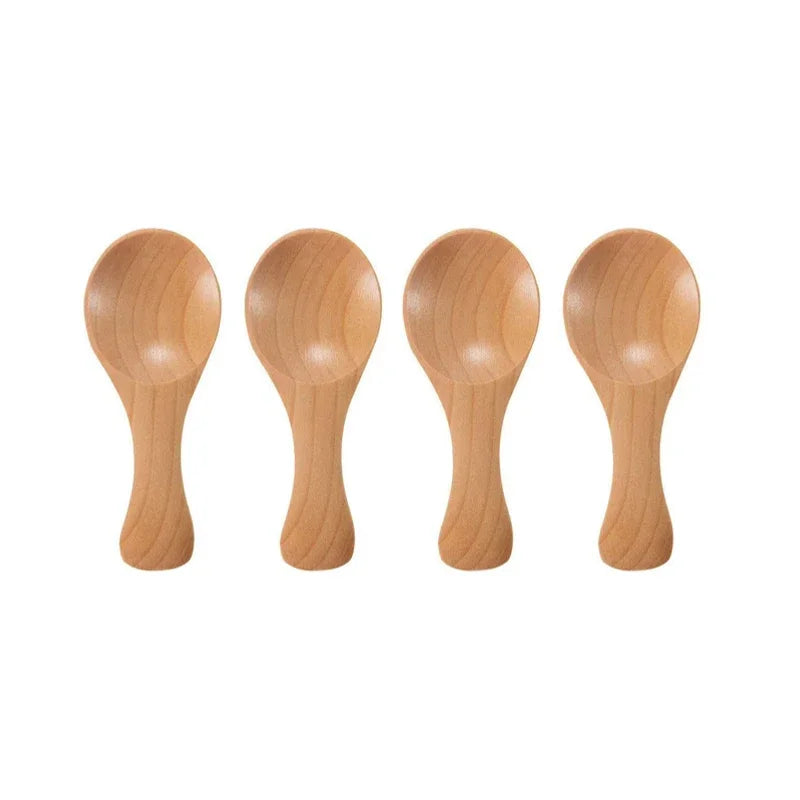 4pcs Mini Wooden Spoon Set Small Scoop for Spice Sugar Tea Coffee