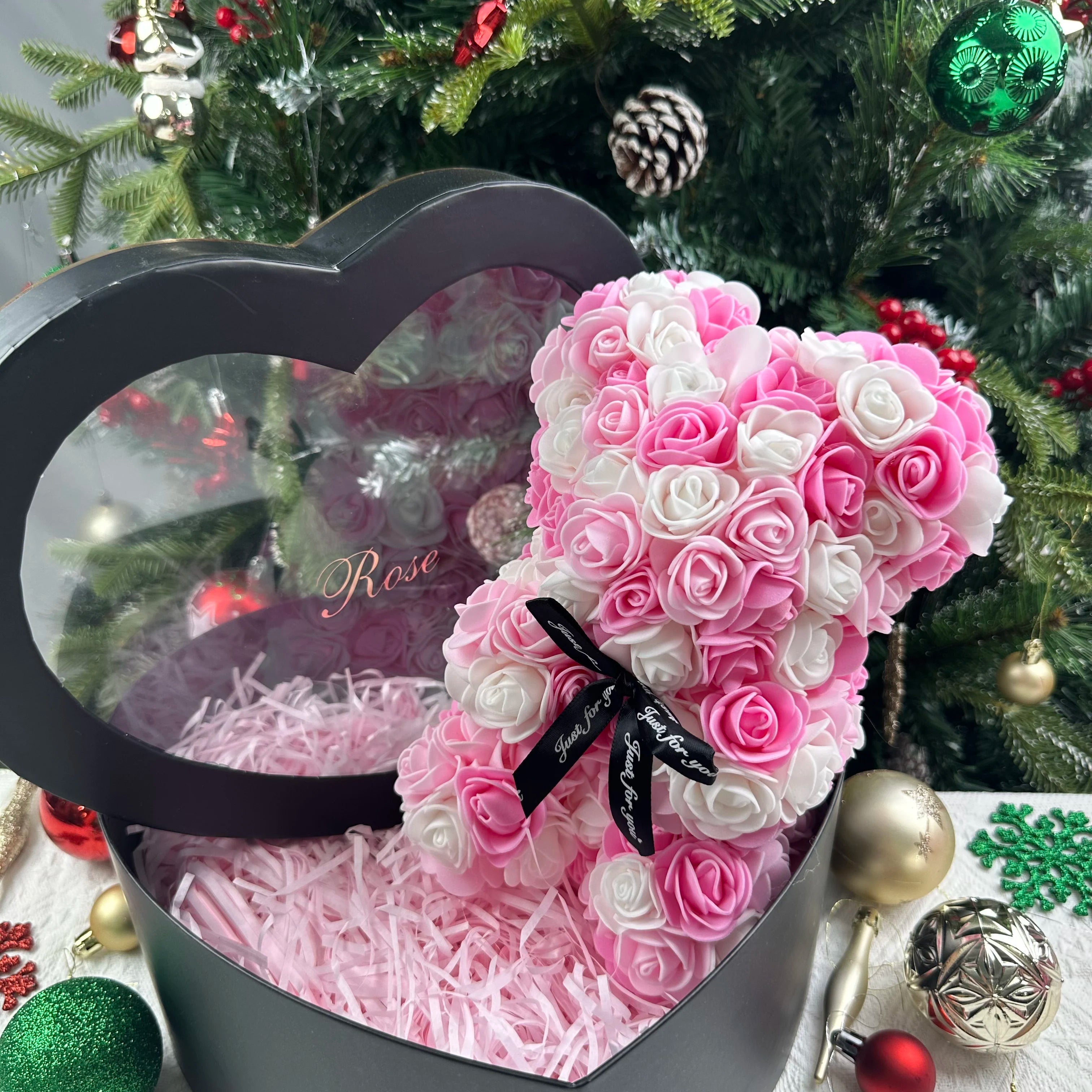 Rose Flower Teddy Bear Gift with Box for Women