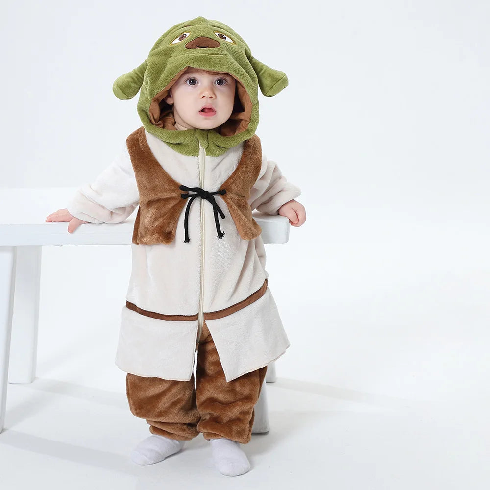 Baby Green Monster Kigurumi Costume Winter Warm Onesie Kids Cosplay Outfit