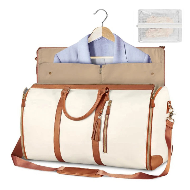 Women Foldable PU Leather Travel Duffel Bag Carry On